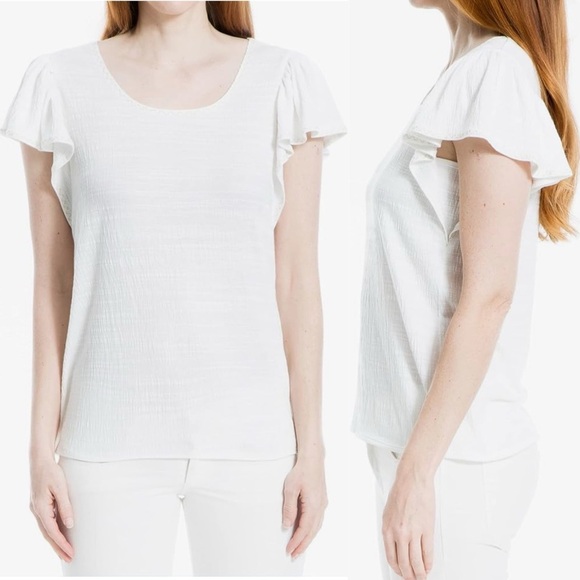 Max Studio Flutter Sleeve Jersey Crinkle Top • size Medium - Picture 1 of 4